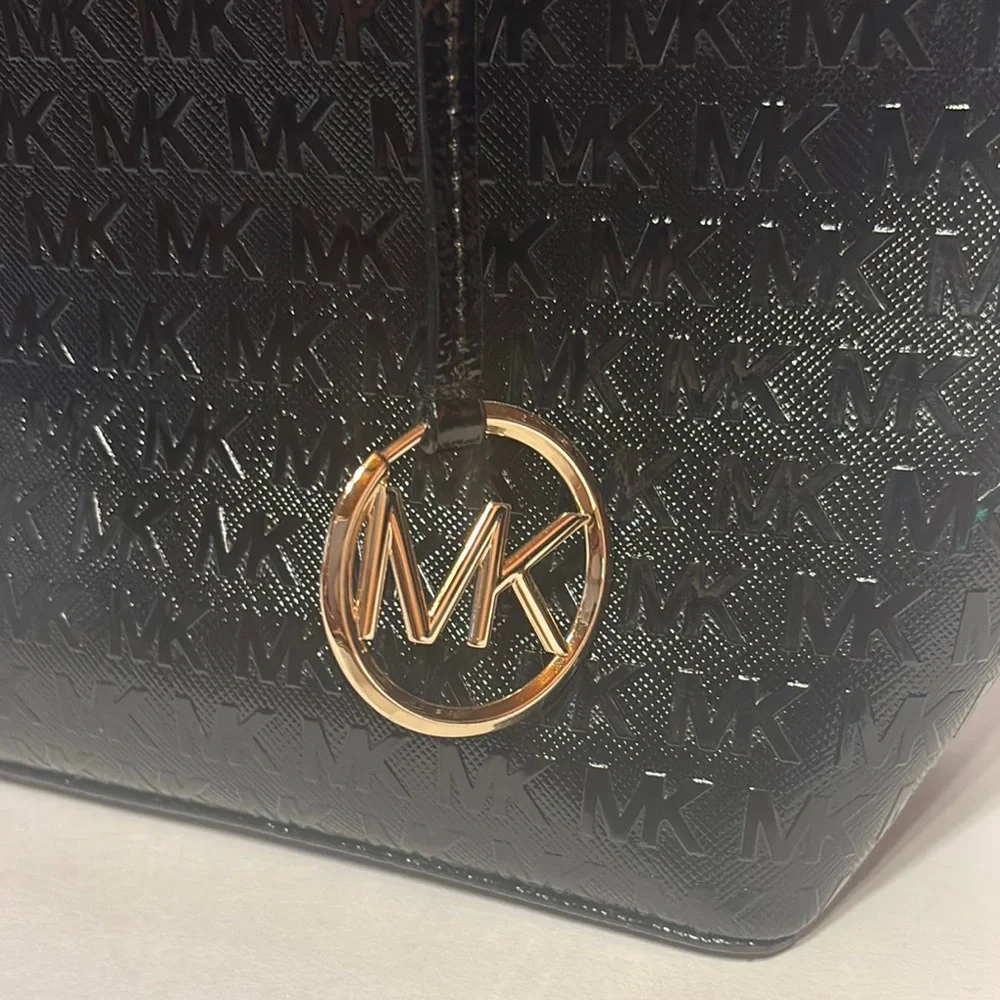Michael Kors Black Structured Tote with Signature Monogram - Picture 2 of 6